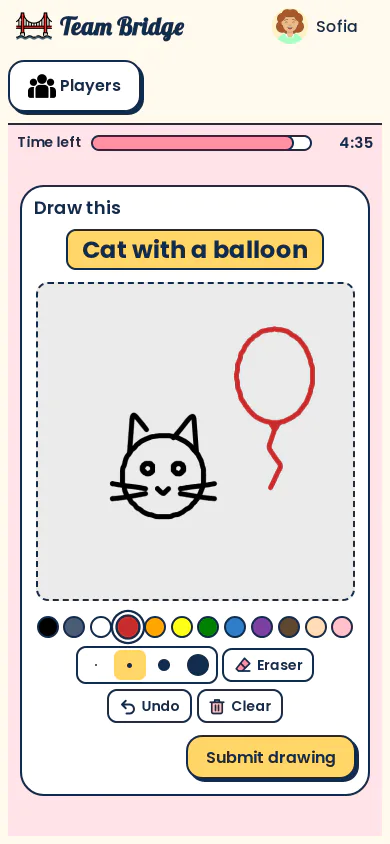 Drawing “Cat with a balloon” on a phone