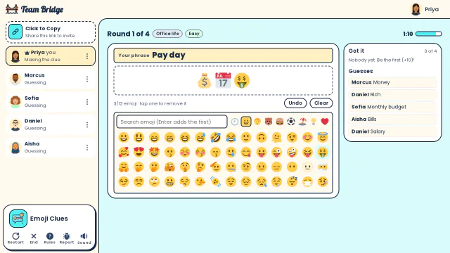 Emoji Clues: an online emoji guessing game for teams | TeamBridge