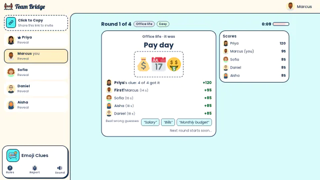 Emoji Clues: an online emoji guessing game for teams | TeamBridge