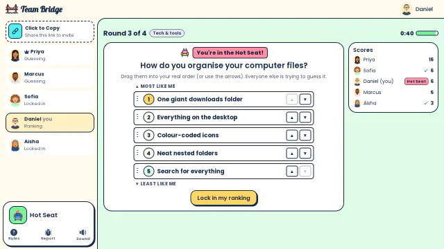 Daniel in the Hot Seat ranks how he really organises his computer files while Sofia and Aisha have already locked in their guesses